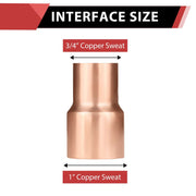 1" x 3/4" Reducing Copper Coupling