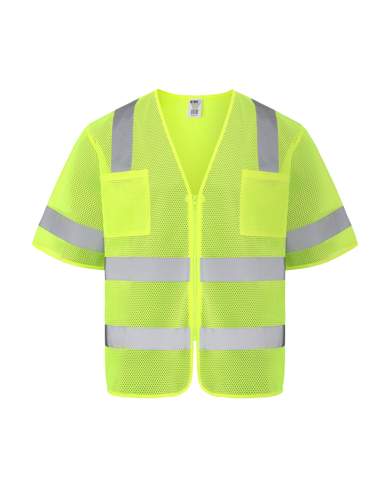 Kiwi High Visibility ANSI/ISEA 107-2020, Type R, Class 3 Dual Band Neon Short Sleeve Safety Vest [72200]