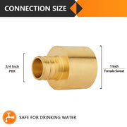 30 Pcs PEX-B Crimp 3/4" PEX x 1" Female Copper Sweat Sweat Coupling (Lead Free)