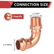 1/2" Copper Press Male Elbow (Lead Free)