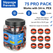 PEX Copper Rings 3/4", w/End Stop, 75 Pro Pack