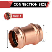 30 Pcs 1" Press Copper Coupling NO Stop (Lead Free)