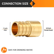 30 Pcs PEX-B Crimp 1" PEX x 3/4" Female Copper Sweat Sweat Coupling (Lead Free)
