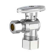 10 Pcs 1/2" Nominal (5/8" OD) Compr. x 3/8" OD Compr. Angle Stop Valve, 1/4 Turn (Lead Free)