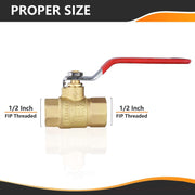10 Pcs 1/2" FNPT Ball Valve, Red (Lead Free)