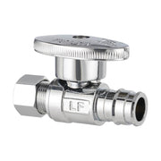 1/2" PEX Expansion x 3/8" OD Compr. Straight Stop Valve, 1/4 Turn (Lead Free)