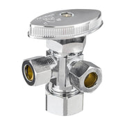 10 Pcs 5/8" OD Compr. x 3/8" OD Compr. x 3/8" OD Compr. Dual Angle Stop Valve, Multi Turn(Lead Free)