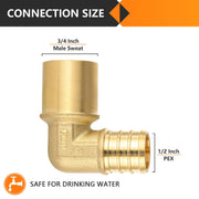 PEX-B Crimp 1/2" PEX x 3/4" Male Copper Sweat Elbow (Lead Free)