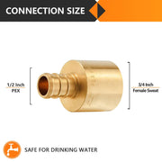 30 Pcs PEX-B Crimp 1/2" PEX x 3/4" Female Copper Sweat Sweat Coupling (Lead Free)