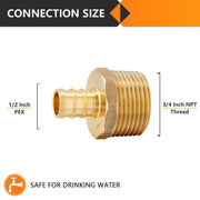 PEX-B Crimp 1/2" PEX x 3/4" Male Threaded Adapter (Lead Free)