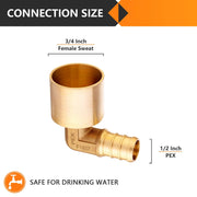 PEX-B Crimp 1/2" PEX x 3/4" Female Copper Sweat Elbow (Lead Free)
