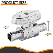 1/2" PEX Crimp x 1/2" PEX Crimp Straight Stop Valve, 1/4 Turn (Lead Free)