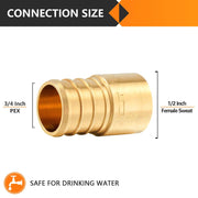 30 Pcs PEX-B Crimp 3/4" PEX x 1/2" Female Copper Sweat Sweat Coupling (Lead Free)