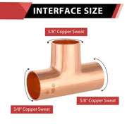 5/8" X 5/8" X 5/8" Copper Tee