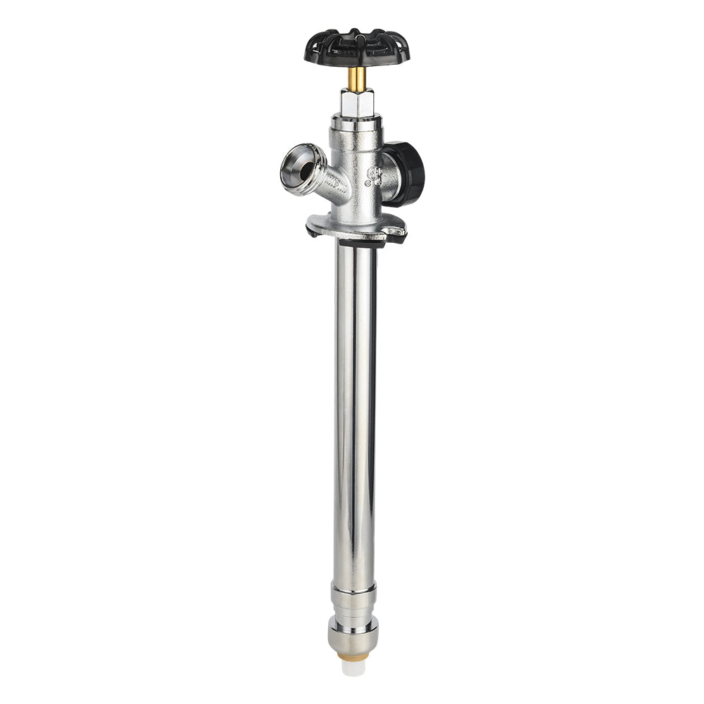 1/2" Push Fit x 3/4" Hose Bibb, 8" Anti Siphon Frost Free Sillcock