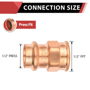 1/2" Press Copper x 1/2" Female Threaded Adapter (Lead Free)