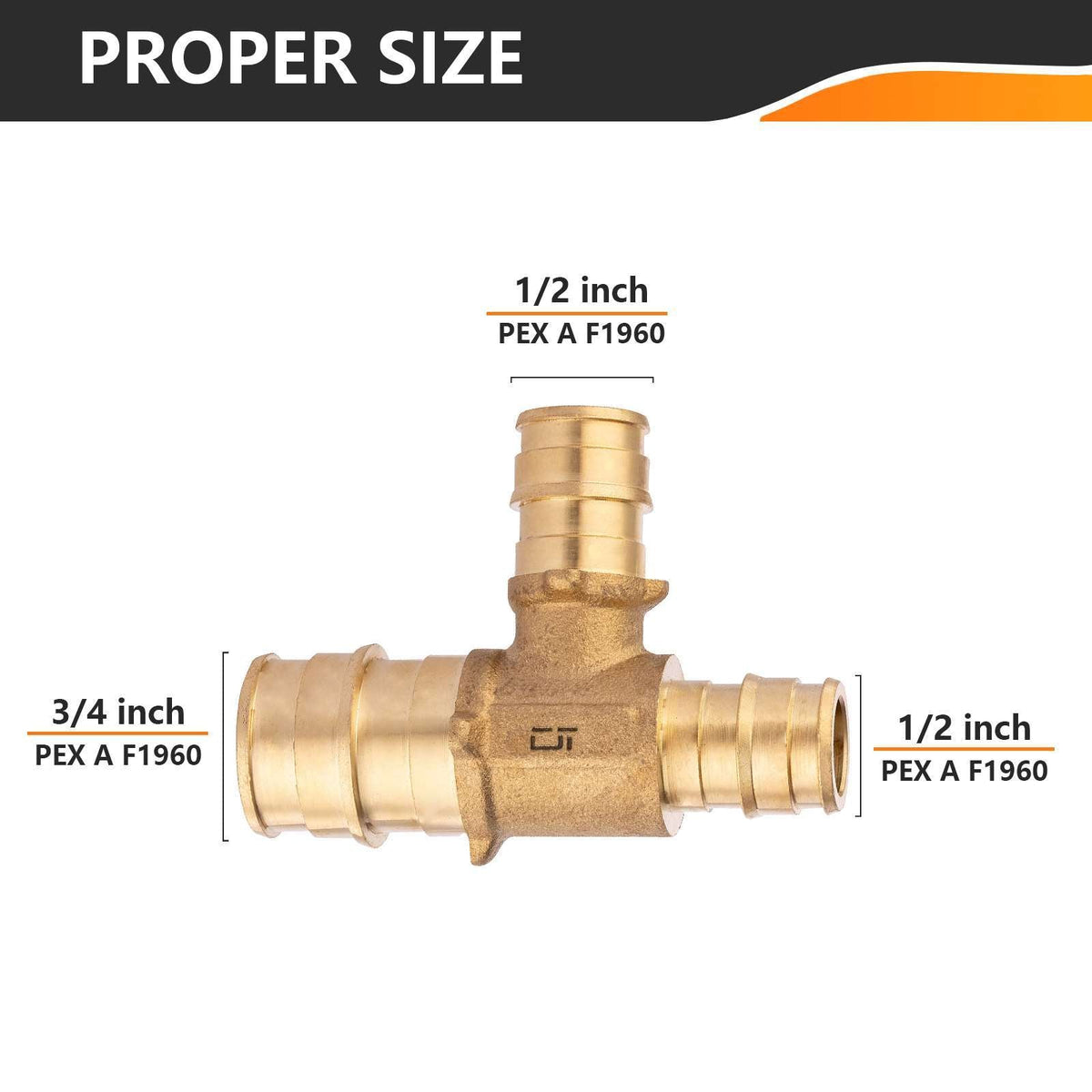 PEX A Expansion 3/4" x 1/2" x 1/2" PEX Expansion Reducing Tee (Lead Free)
