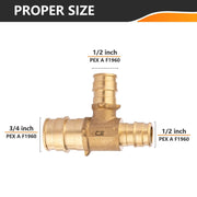 PEX A Expansion 3/4" x 1/2" x 1/2" PEX Expansion Reducing Tee (Lead Free)