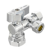 10 Pcs 1/2" NOM (5/8" OD) Inlet x 3/8" OD Outlet x 3/8" OD Outlet Split Angle Stop Valve, 1/4 Turn (Lead Free)