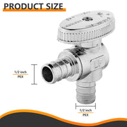 1/2" PEX Crimp x 1/2" PEX Crimp Angle Stop Valve, 1/4 Turn (Lead Free)