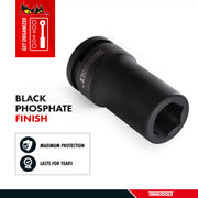 Teng Tools 1 Inch Drive 6 Point Metric Deep Thinwall Chrome Molybdenum Impact Sockets