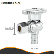 10 Pcs 1/2" PEX Crimp x 3/8" OD Compr. Angle Stop Valve, 1/4 Turn (Lead Free)