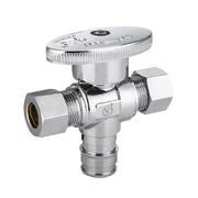 1/2" PEX Expansion x 3/8" OD Compr. x 3/8" OD Compr. Dual Outlet Angle Stop Valve, 1/4 Turn (Lead Free)