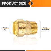 Push Fit 1" x 1" Male Threaded NPT Brass Coupling