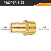 PEX A Full Flow Expansion Adapter 1" PEX x 1" Male Threaded F1960 Adapter (Lead Free)