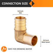 30 Pcs PEX-B Crimp 3/4" PEX x 3/4" Male Copper Sweat Elbow (Lead Free)