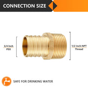 PEX-B Crimp 3/4" PEX x 1/2" Male Threaded Adapter (Lead Free)