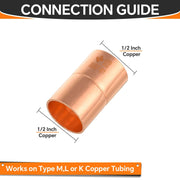 1/2" Copper Coupling With Rolled Stop