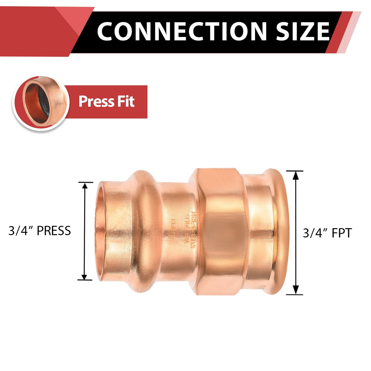 3/4" Press Copper x 3/4" Female Threaded Adapter (Lead Free)