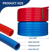 1/2" 2 x 75ft, 150ft PEX-B Tubing (Blue & Red), Fitting DIY Kit, Crimp Fitting, Clamp Tool, Clamps Cutter & Heavy Duty Canvas Bags