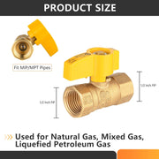 10 Pcs 1/2" FNPT Gas Valve, Yellow
