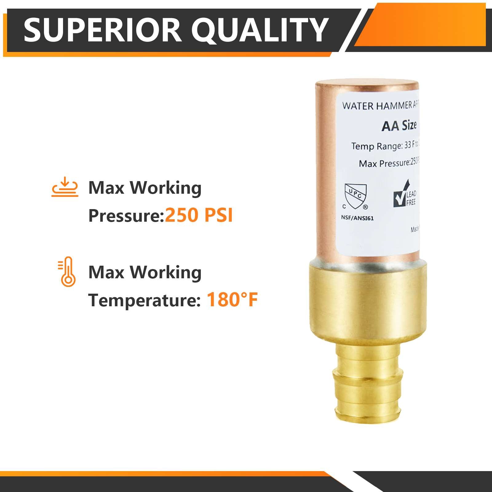 10 Pcs 1/2" PEX-A Expansion Connection, Straight Water Hammer Arrestor, Copper