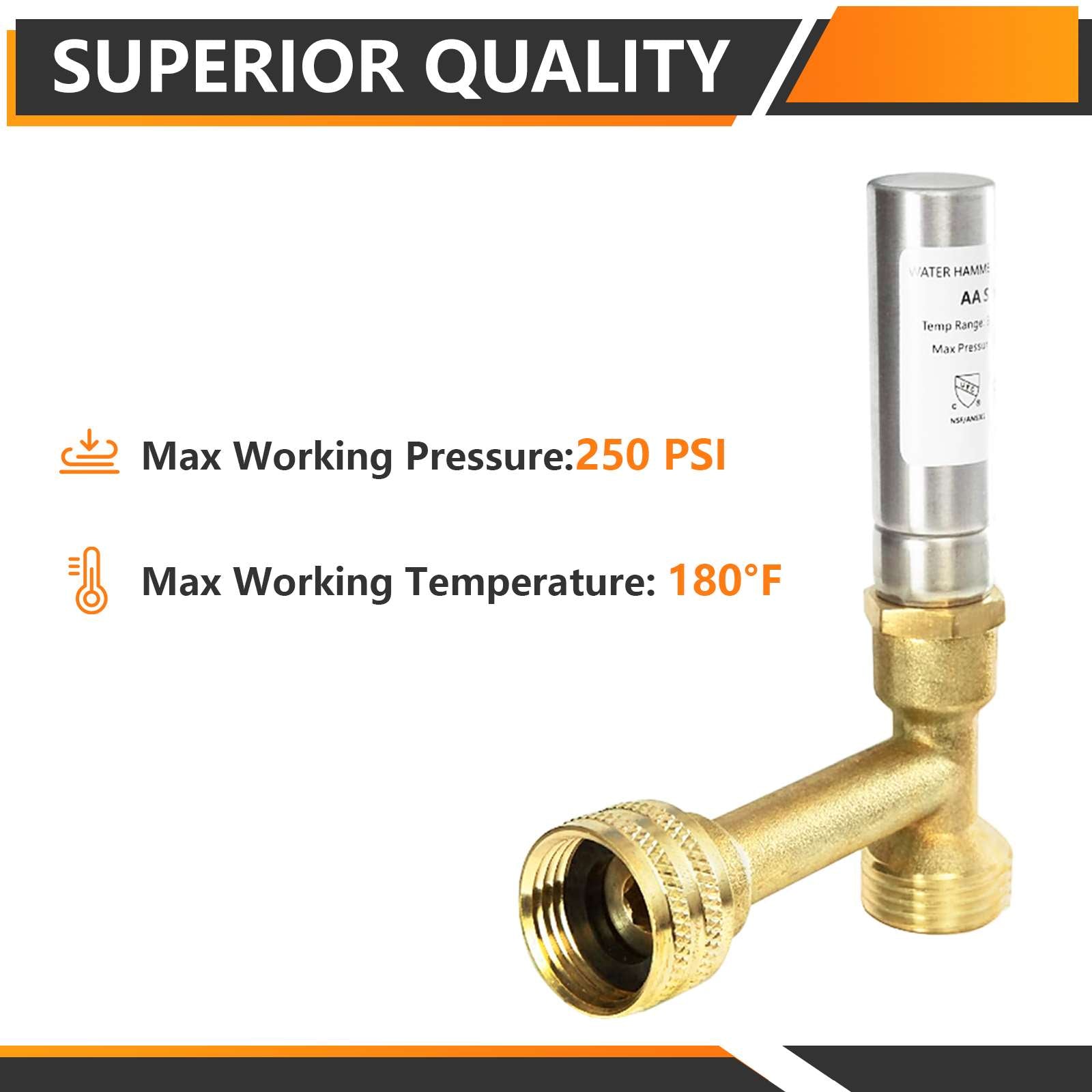 3/4" Swivel FHT x 3/4" MHT, Copper Tee Water Hammer Arrestors (MH-Y-240)