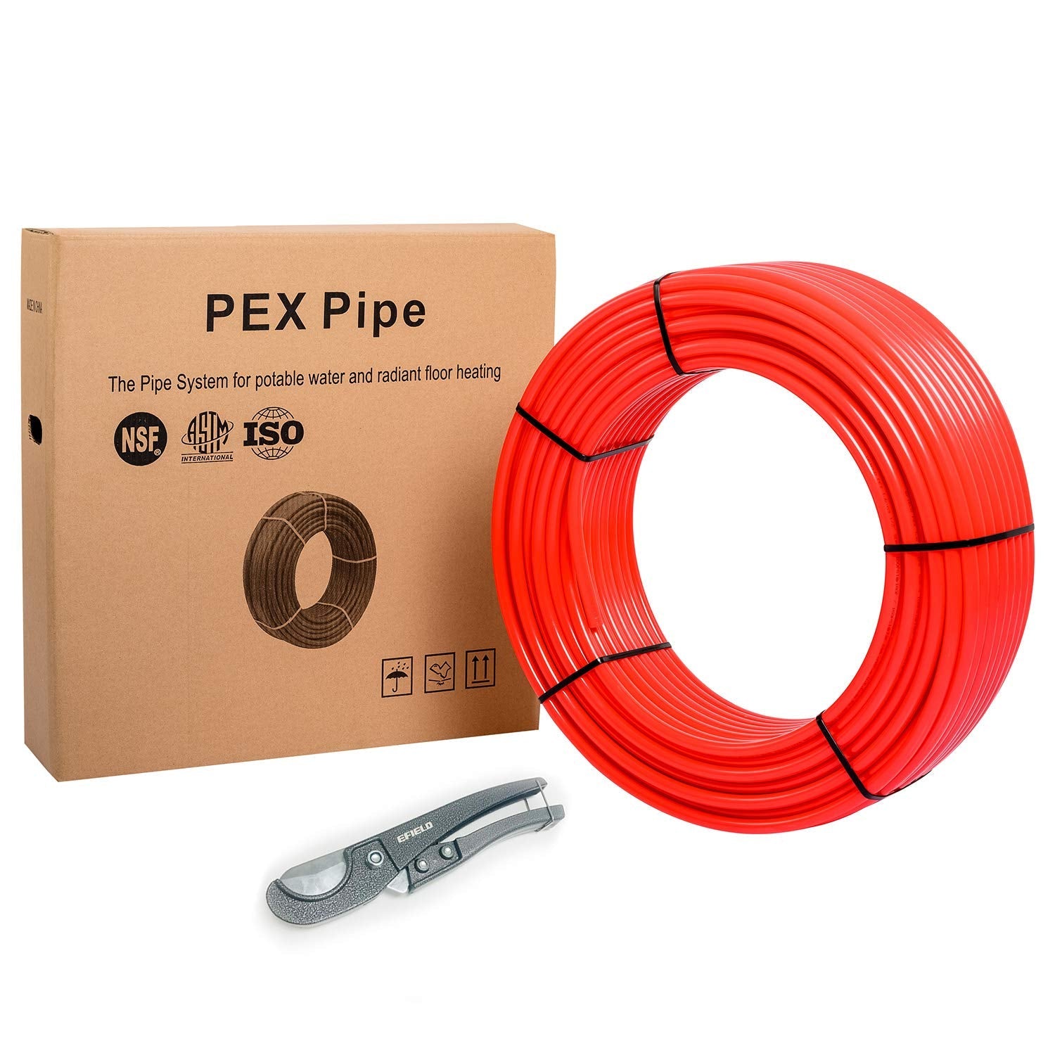 1/2" Oxygen BarrieRed PEX-B Pipe 300ft Length, Red Color, NSF Certified for Potable Water and Radiant Heating Applications