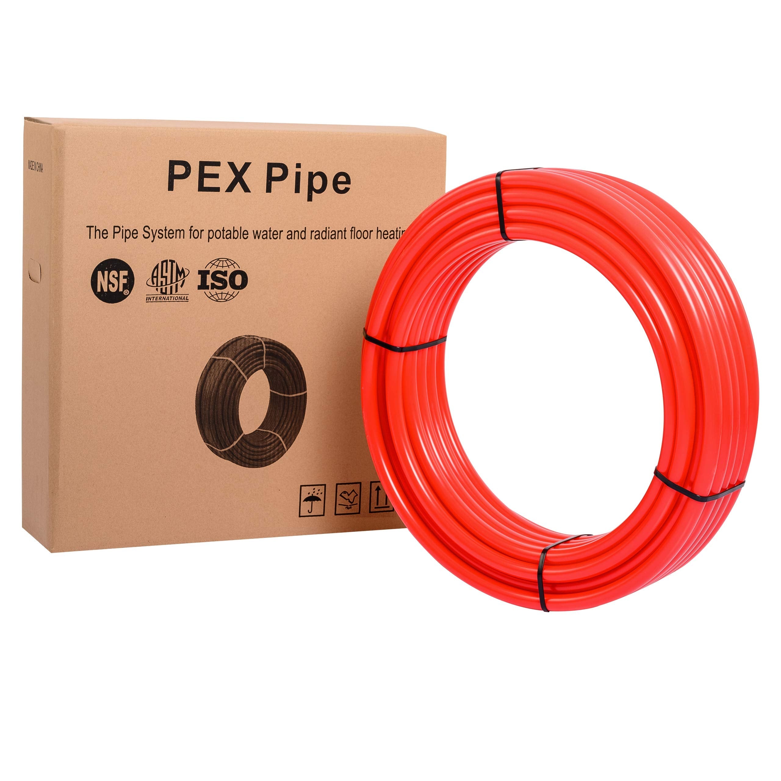 1/2" Oxygen BarrieRed PEX-B Pipe 300ft Length, Red Color, NSF Certified for Potable Water and Radiant Heating Applications