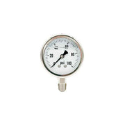 300L-254-0-100N | 2.5", 0-100 PSI, Stainless Steel x Stainless Steel, 1/4", Lower Mount Pressure Gauge