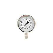 300L-402-0-15N | 4", 0-15 PSI, Stainless Steel x Stainless Steel, 1/2" Lower Mount Pressure Gauge