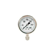 300L-254-0-300N | 2.5", 0-300 PSI, Stainless Steel x Stainless Steel, 1/4", Lower Mount Pressure Gauge