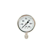 300L-254-0-600N | 2.5", 0-600 PSI, Stainless Steel x Stainless Steel, 1/4", Lower Mount Pressure Gauge