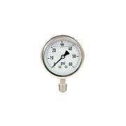 300L-254-0-60N | 2.5", 0-60 PSI, Stainless Steel x Stainless Steel, 1/4", Lower Mount Pressure Gauge