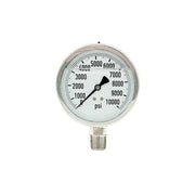 300L-402-0-10000N | 4", 0-10000 PSI, Stainless Steel x Stainless Steel, 1/2" Lower Mount Pressure Gauge