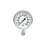 300L-402-0-1000N | 4", 0-1000 PSI, Stainless Steel x Stainless Steel, 1/2" Lower Mount Pressure Gauge