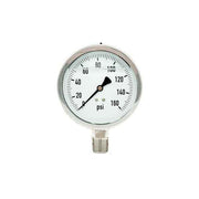 300L-402-0-160N | 4", 0-160 PSI, Stainless Steel x Stainless Steel, 1/2" Lower Mount Pressure Gauge