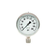 300L-402-0-200N | 4", 0-200 PSI, Stainless Steel x Stainless Steel, 1/2" Lower Mount Pressure Gauge