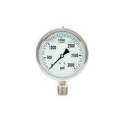 300L-402-0-3000N | 4", 0-3000 PSI, Stainless Steel x Stainless Steel, 1/2" Lower Mount Pressure Gauge