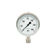 300L-402-0-300N | 4", 0-300 PSI, Stainless Steel x Stainless Steel, 1/2" Lower Mount Pressure Gauge